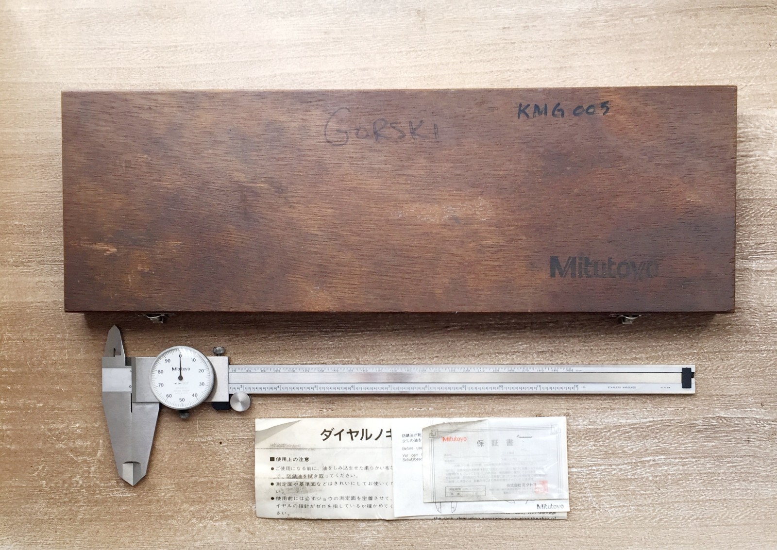 Mitutoyo Dial Caliper 12" Calibrated 505-645-50 .001" With Case Made In JAPAN