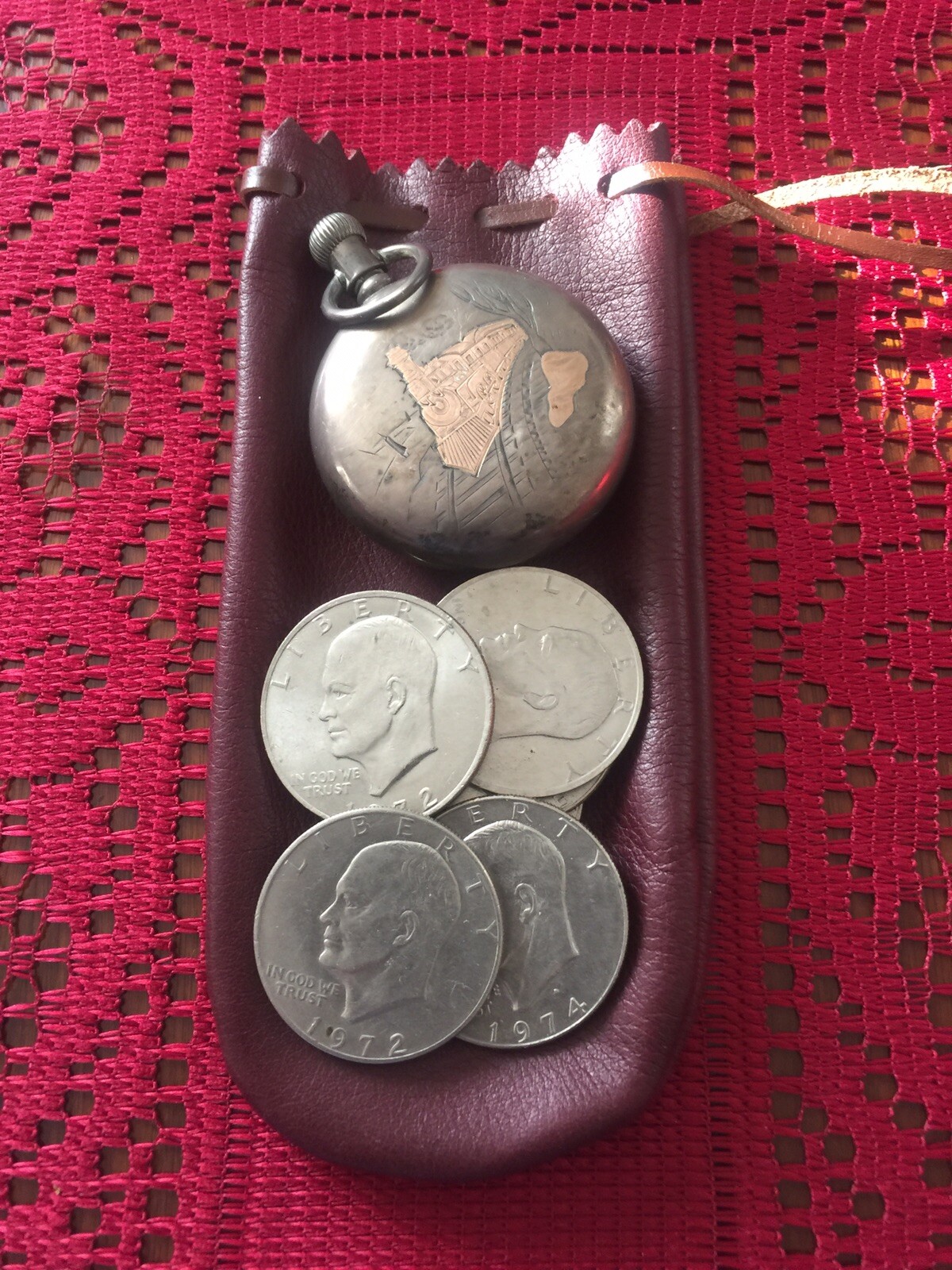 Leather Drawstring Pouch Hand Made In U.S.A. Coins, Crystals, Eye Glass Case NEW