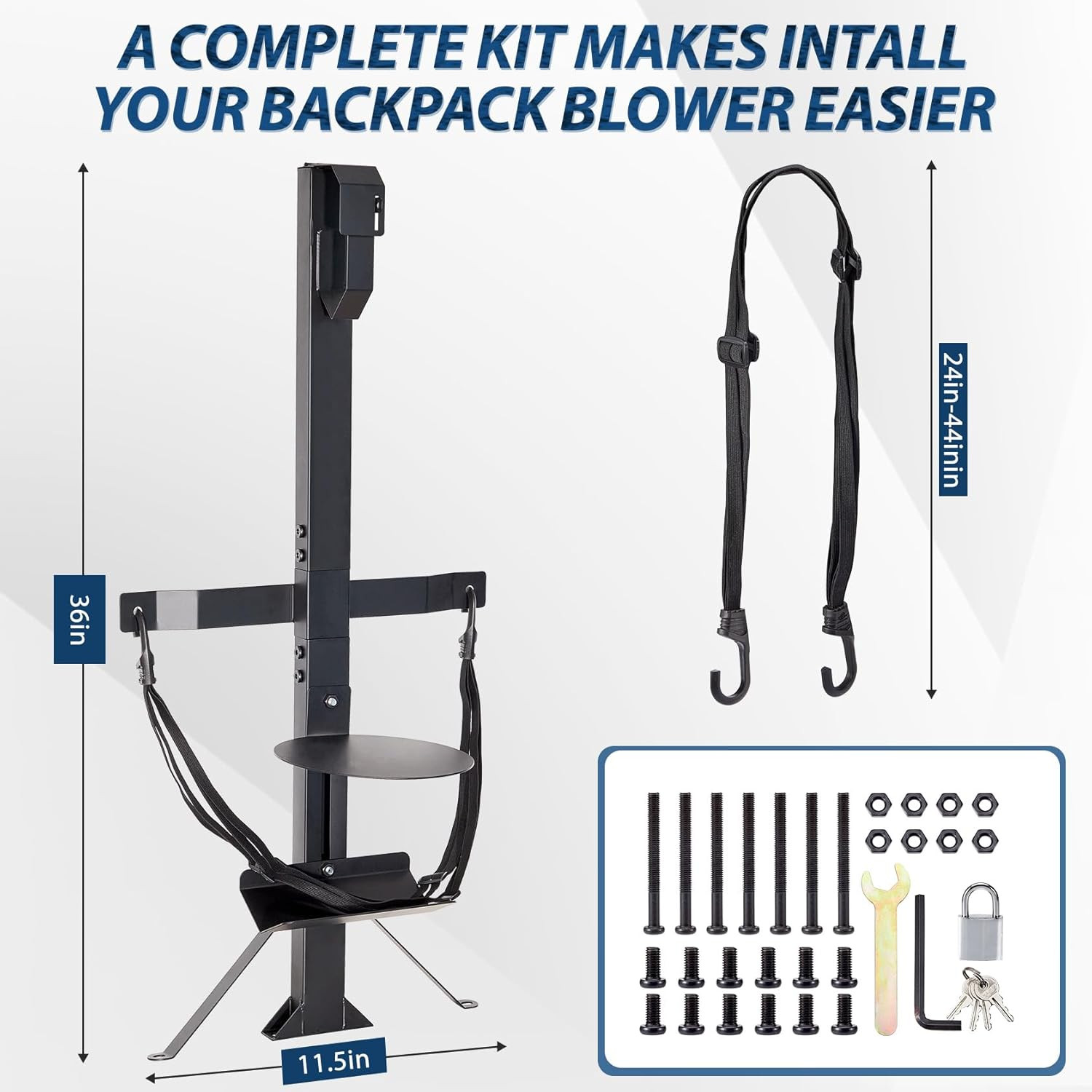 Heavy Duty Adjustable Backpack Blower Rack for Trailers, Steel Leaf Backpack Blo