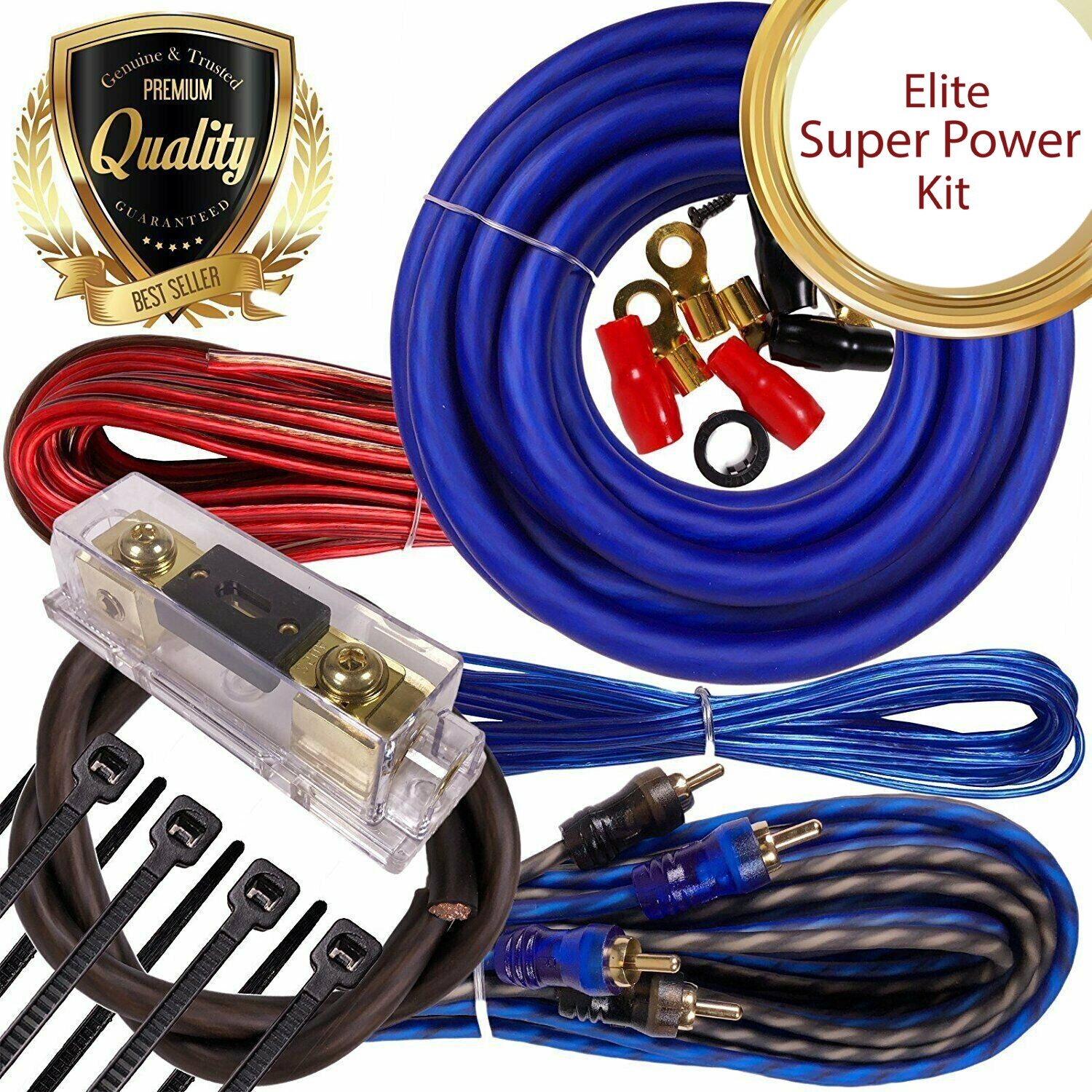 WARZONE ELITE 7500W 0 Gauge Car Amplifier  Wiring Kit Amp 0 Ga OFC Copper