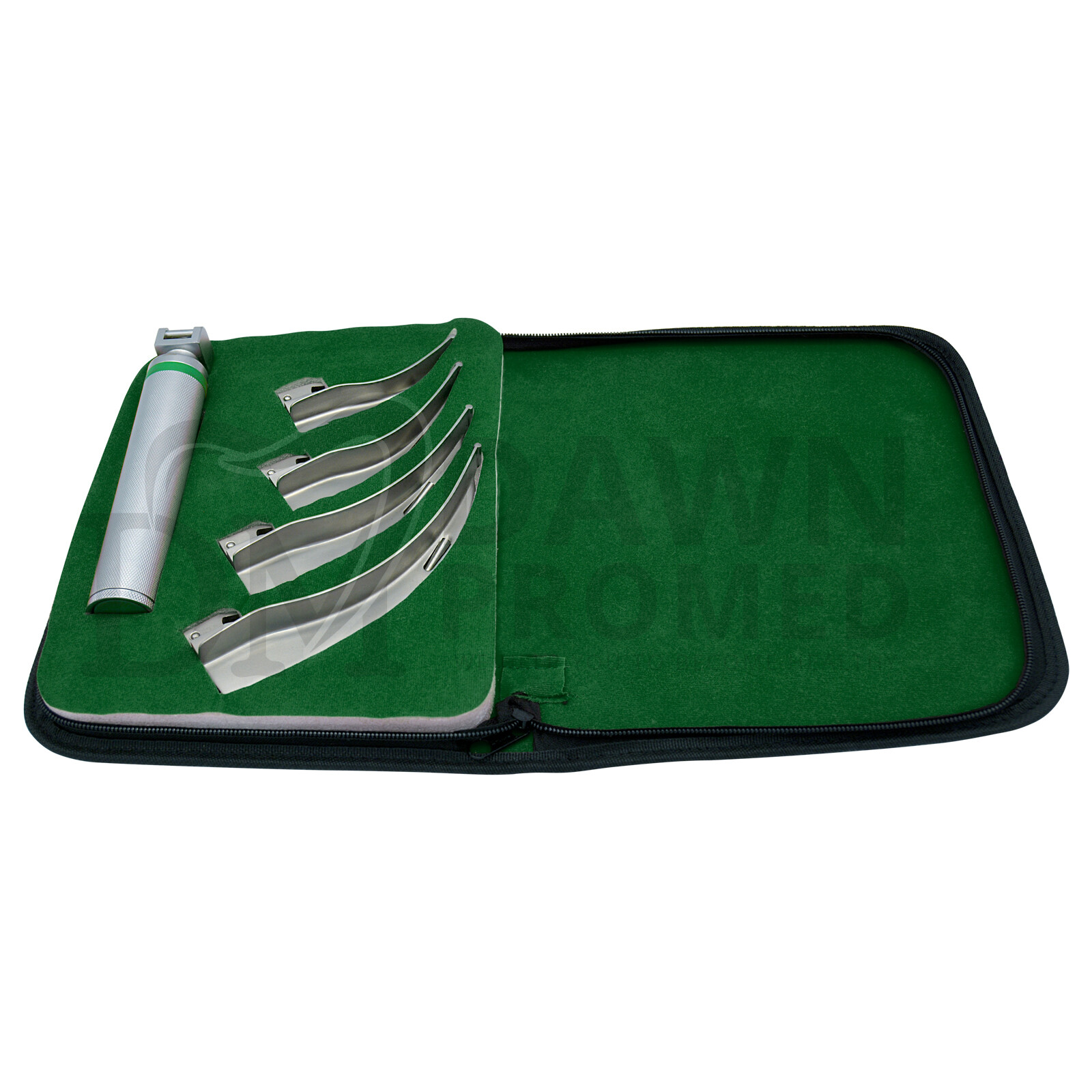 5 Pcs Macintosh Laryngoscope 4 Fiber Optic Blade & 1 Handle W/FREE Case German G