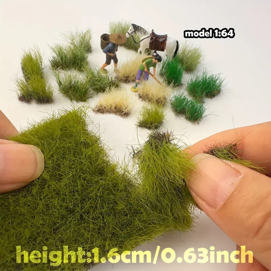 12mm High SATIC GRASS Bush Tufts HO train railway SCENICS MODEL TRAIN SCENERY