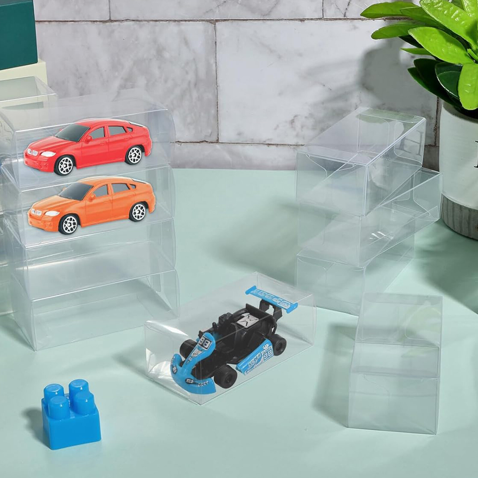 50 pcs Stackable Clear Storage Box For Hot Wheels 1:64 Model Car Display Case