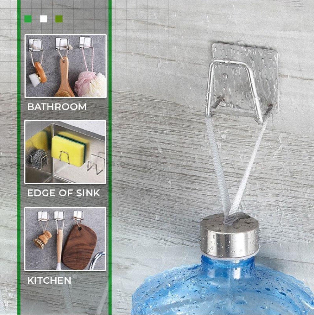 4 Pcs Stainless Steel Adhesive Sponge Holder -Kitchen Sink Caddy for Accessories