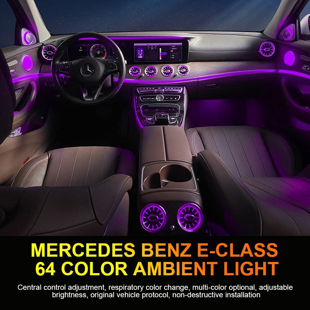 8PCS AC Vent Ambient Light For Mercedes Benz E-Class W213 2016-2023 64 Colors