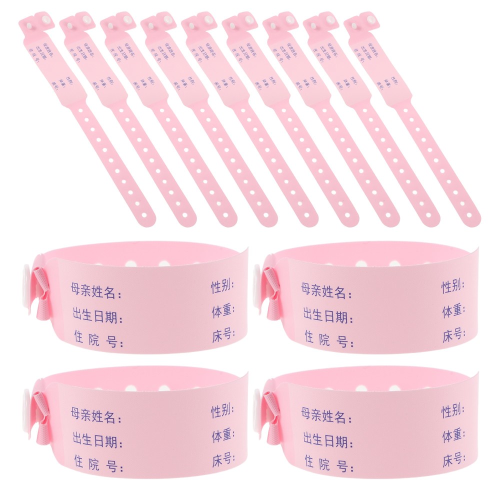 100 Pcs Medical Identification Tape Secure Snap Newborn Bracelet Baby Wristband