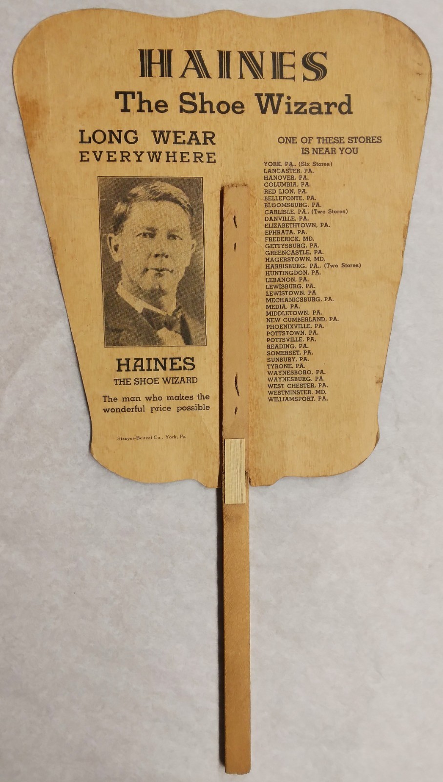 c1930 Haines the Shoe Wizard advertising fan, Star Bright