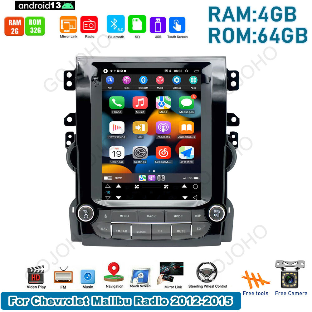 64GB Tesla style For Chevrolet Malibu Radio 2012 Car Stereo Android appleCarplay