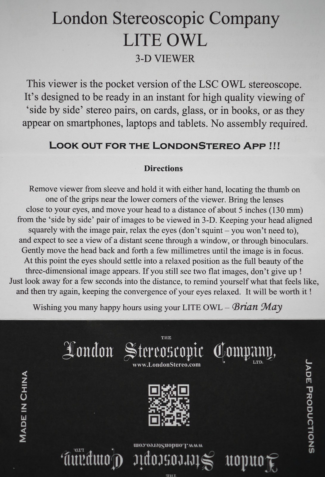 Lite OWL Stereoscope 3D print photo viewer by Brian May