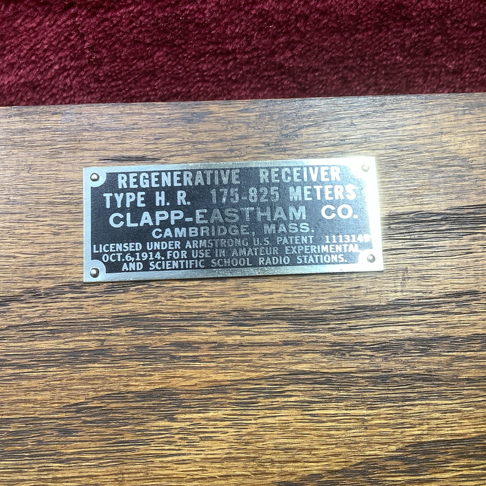 VTG Clapp-Eastham Type H.R. Tube Radio Regenerative Receiver 175-825 Meters Mass