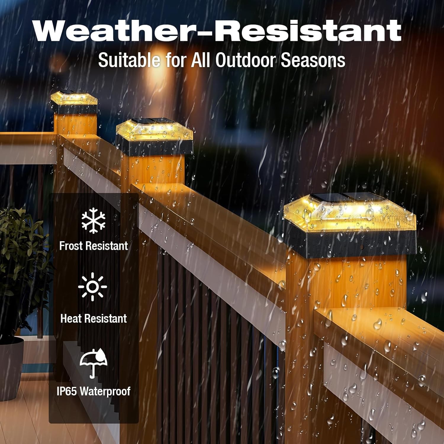 4x4‘ Solar Post Cap Lights Outdoor Fence Post Light Waterproof Solar Deck Lights