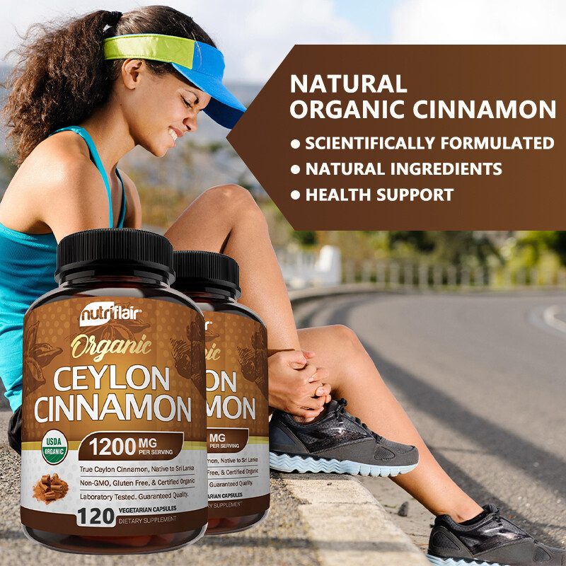 Organic Ceylon Cinnamon Capsules 1200mg - Maximum blood sugar support-120caps