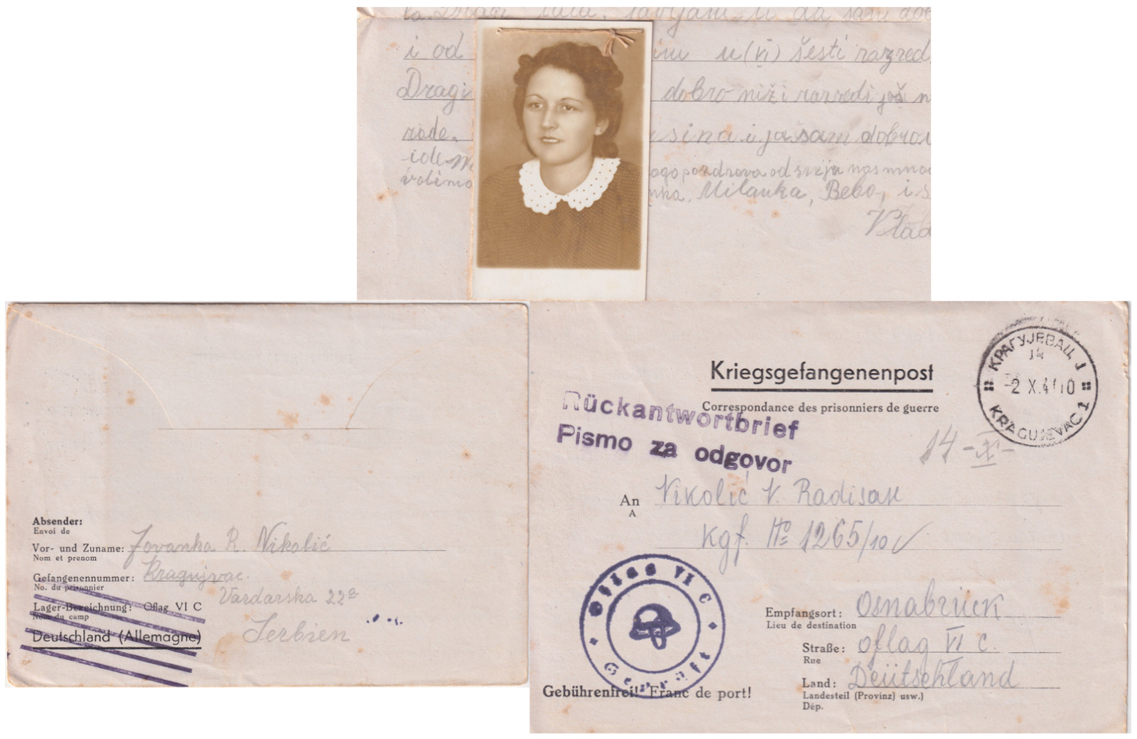 WW2 Kragujevac Serbian Officers Oflag V1C Osnabrück Prisoner War Letter Photo