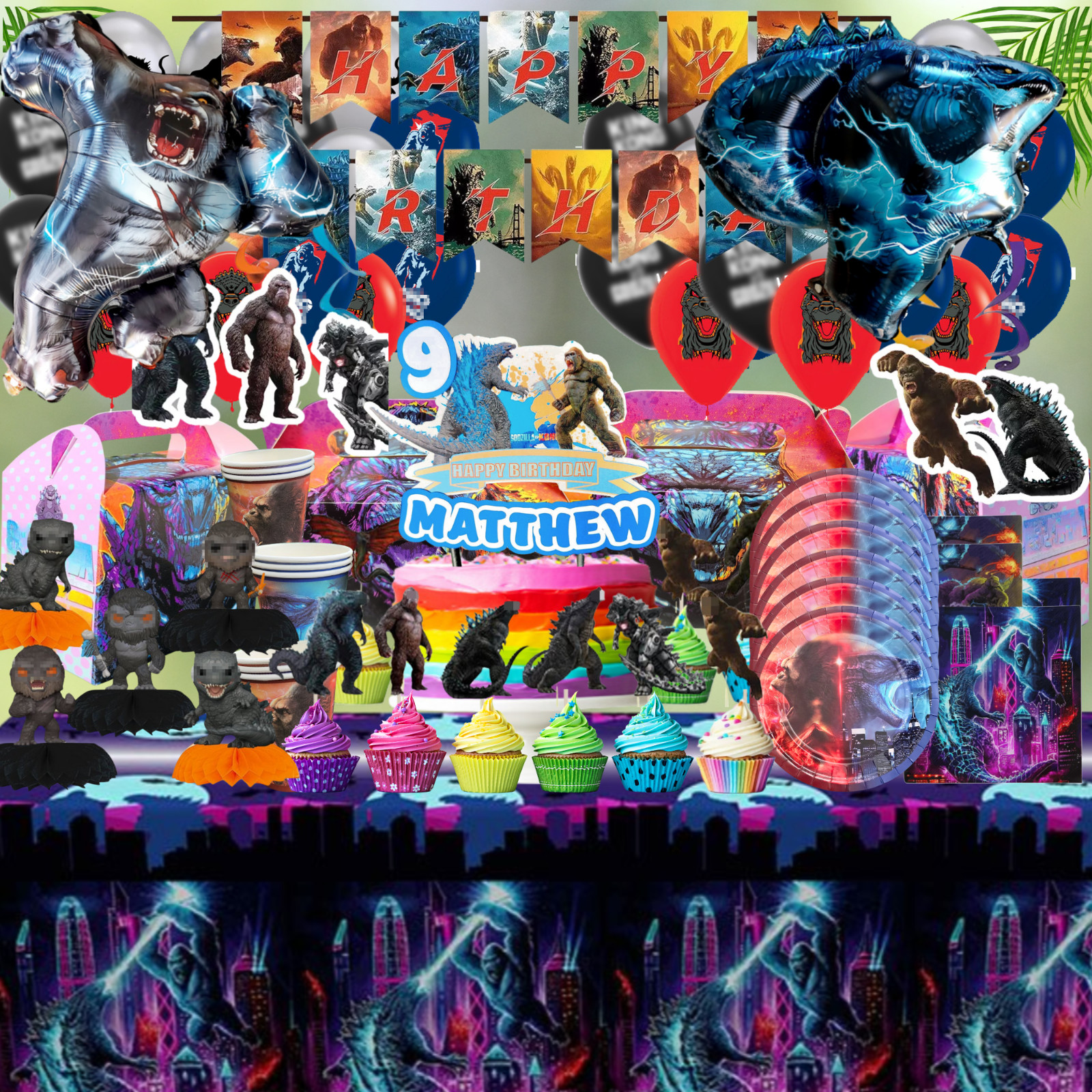 GODZILLA KING KONG plate birthday party supplies favor centerpiece decoration