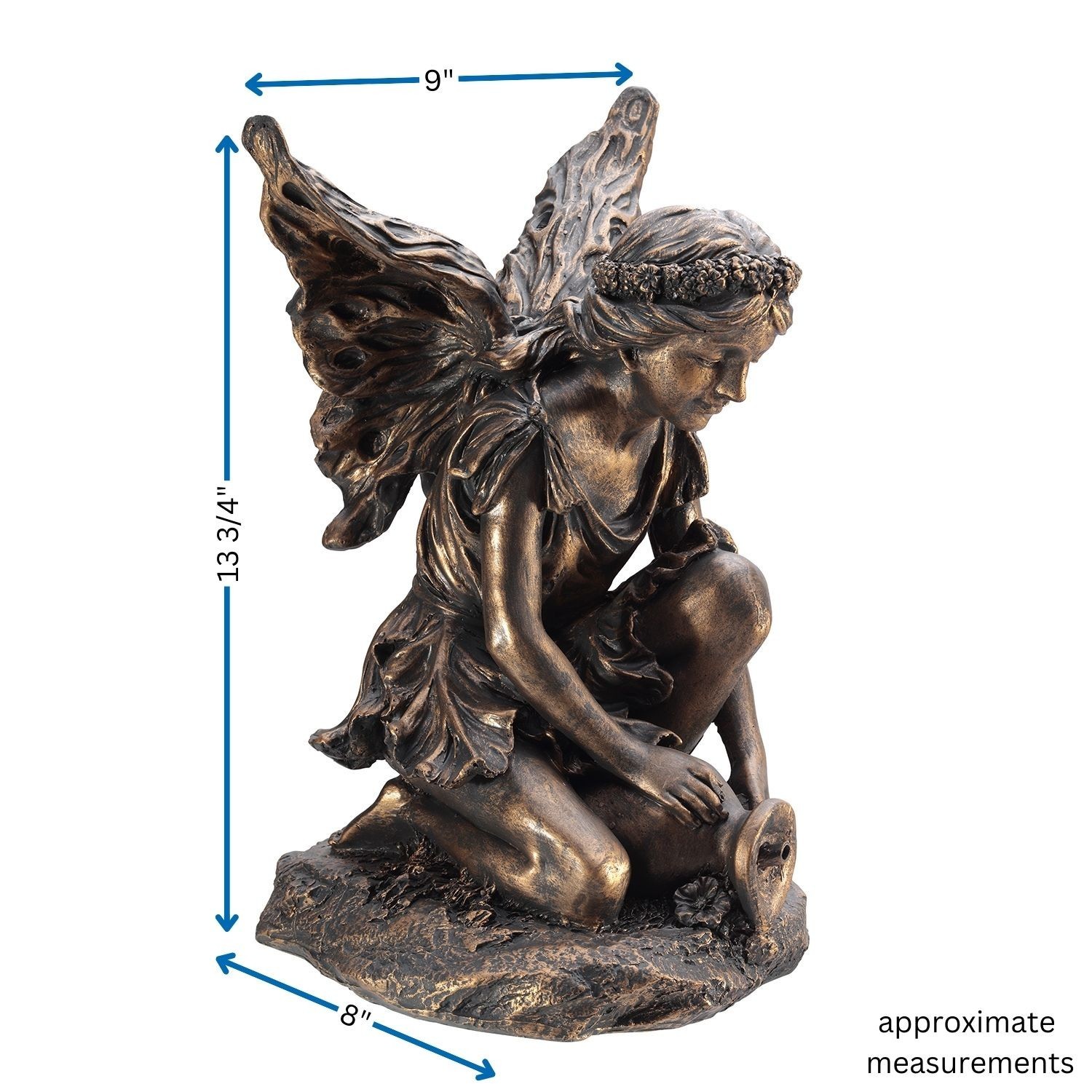 Aquagarden Fairy and Urn Pond Water Spitter Statue Feature 13.5 Inches