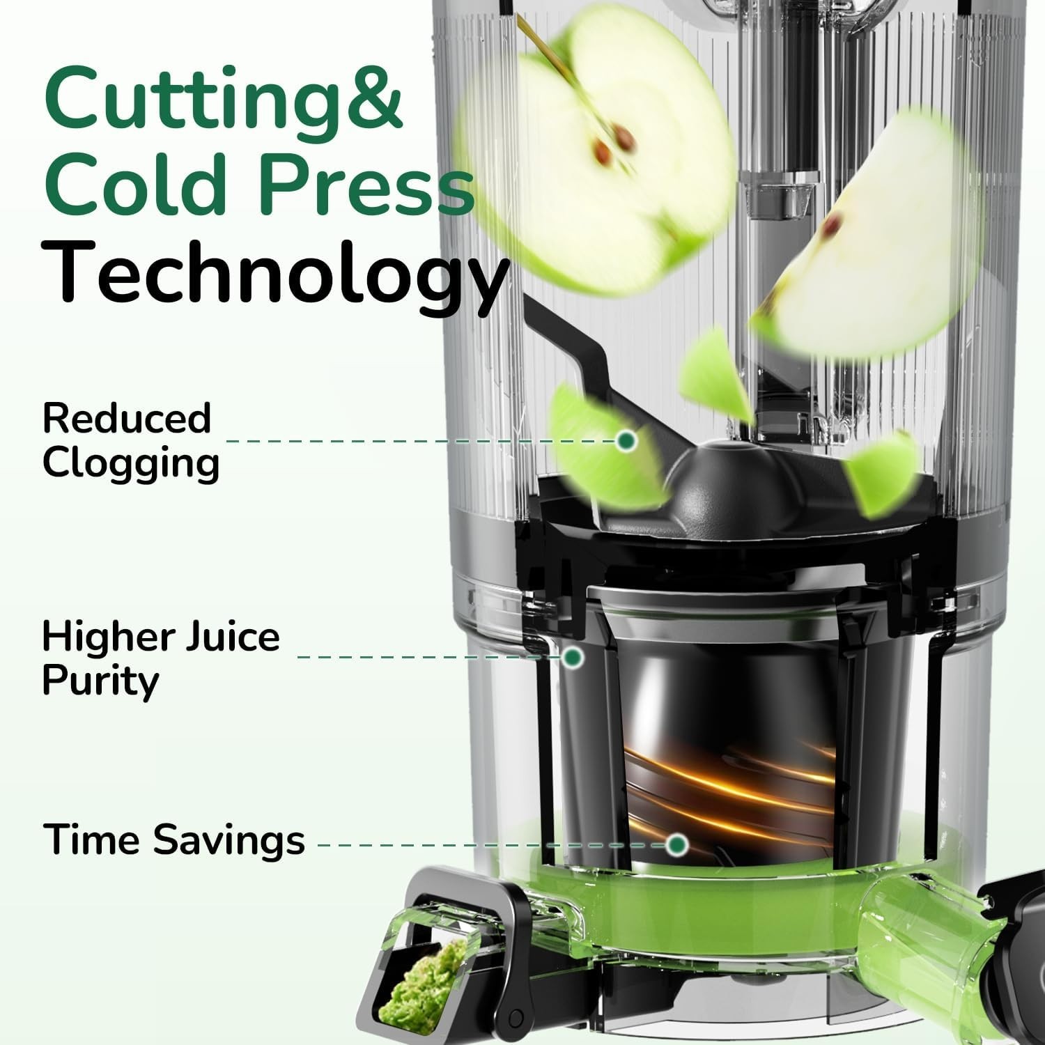 Canoly C16 Cold Press Juicer, 6" Extra Wide Feed Chute, 3-IN-1 Strainers (Juice