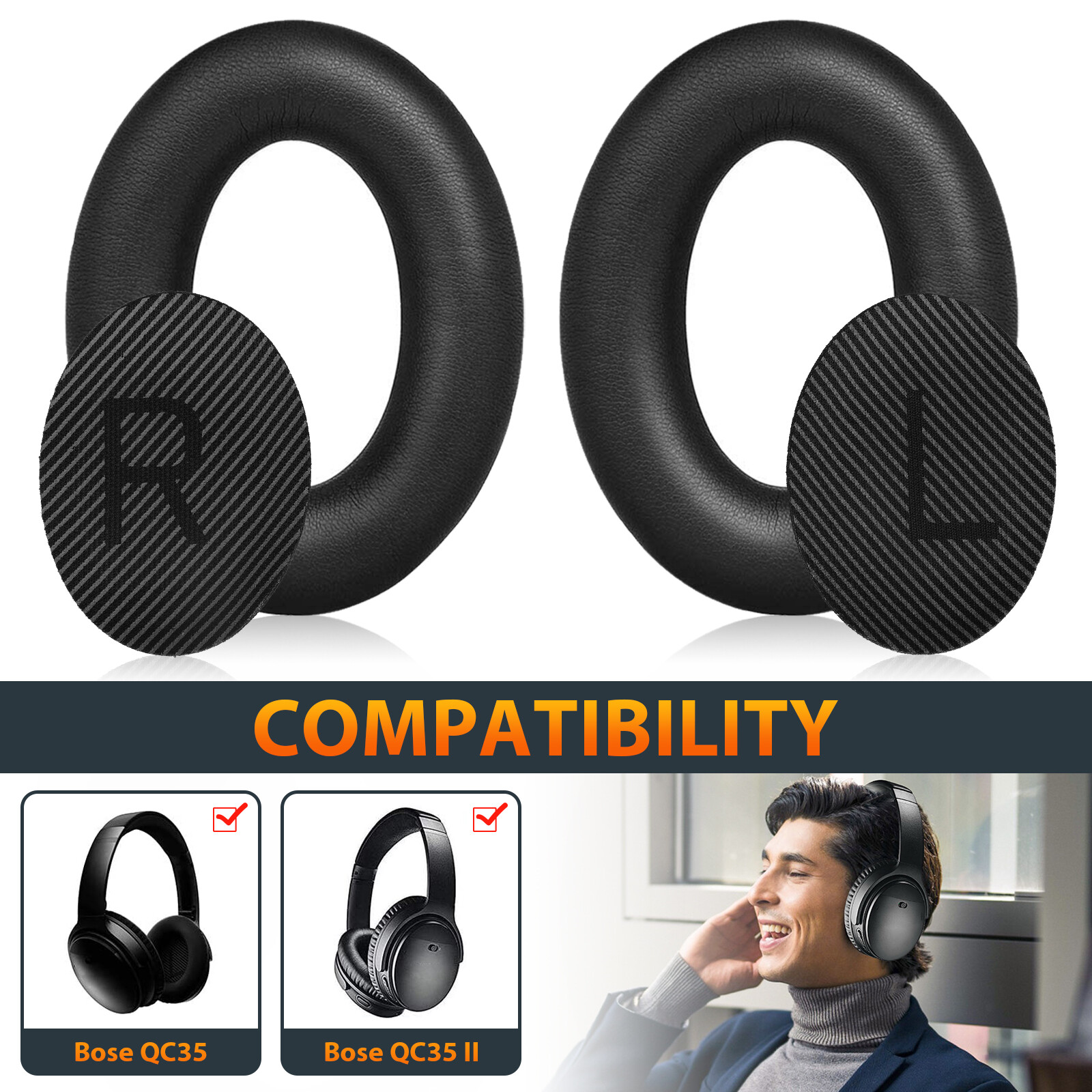 Replacement Ear Pads Cushion for Bose QuietComfort QC35/QC35 II Headphone Earpad