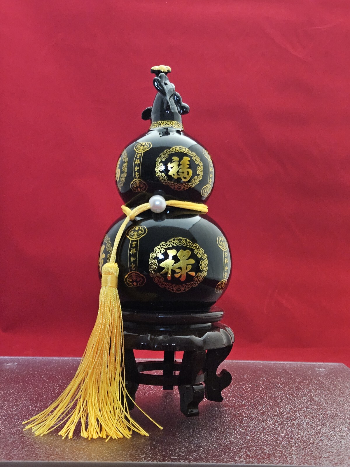 Natural Dark Jade Mount Taishan Gourd Feng Shui Good Luck Ornament Healing 3+LB