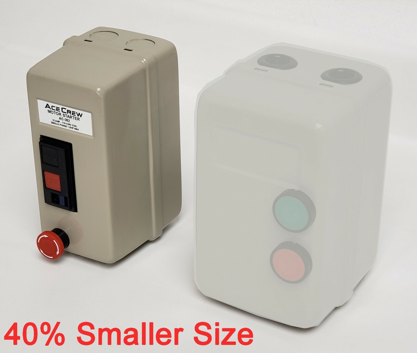 Mini Magnetic Motor Starter 120V Coil Single-Phase 1.5HP Control E-Stop AC-302