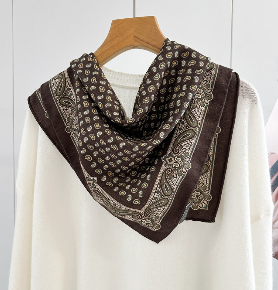 70% Cashmere 30% Silk Bandanna 65X65cm Scarf Neckerchief cashew Print Shawl wrap
