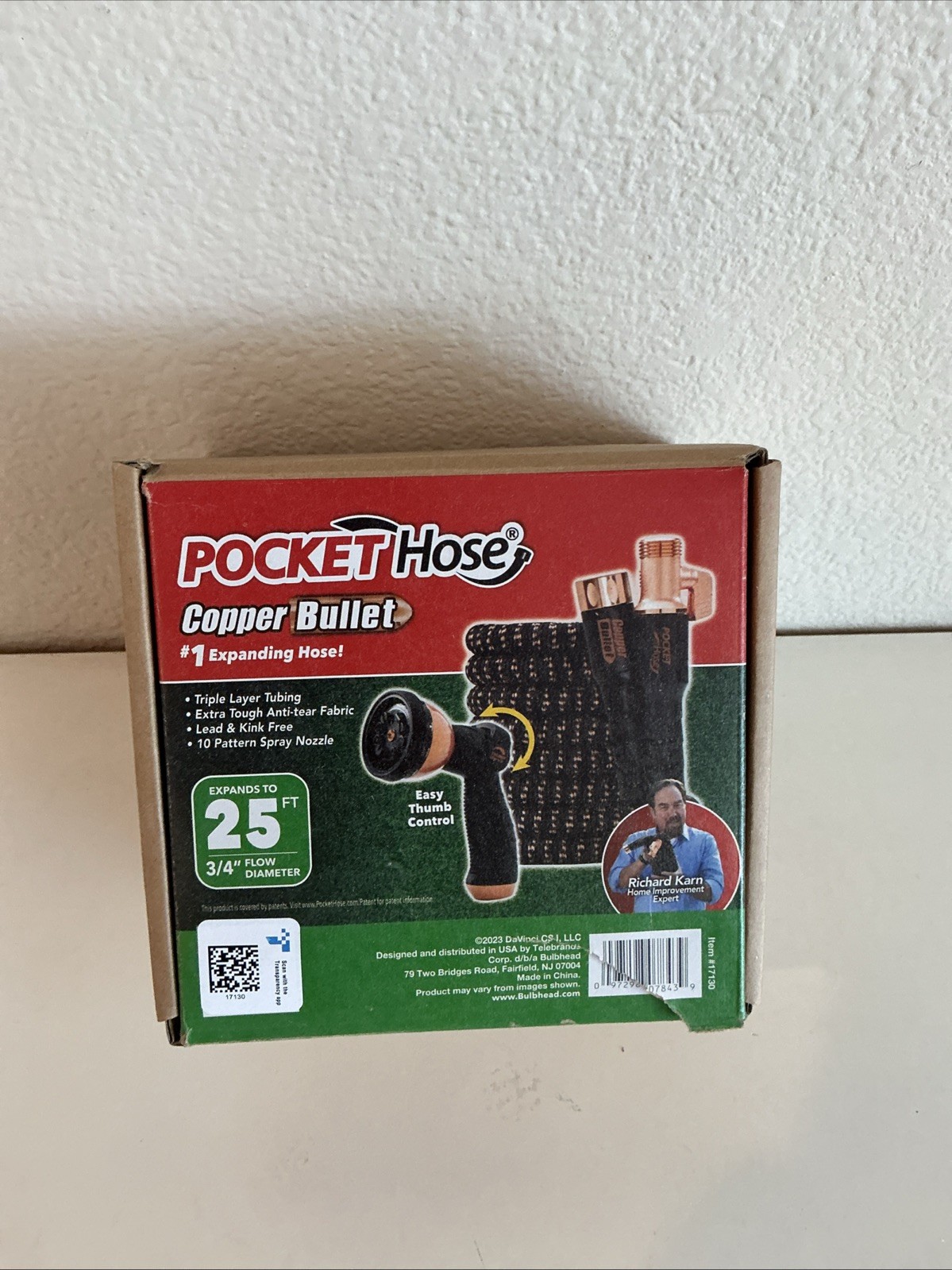 Pocket Hose As-Seen-On-TV Copper Bullet 25 Ft With Thumb Spray Nozzle