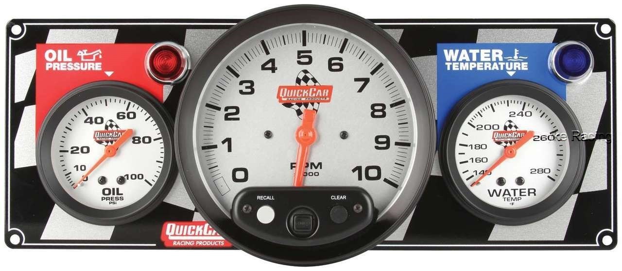 Quickcar 2 Gauge Panel OP WT Tachometer IMCA Sportmod Tach Oil Water USRA USTMS
