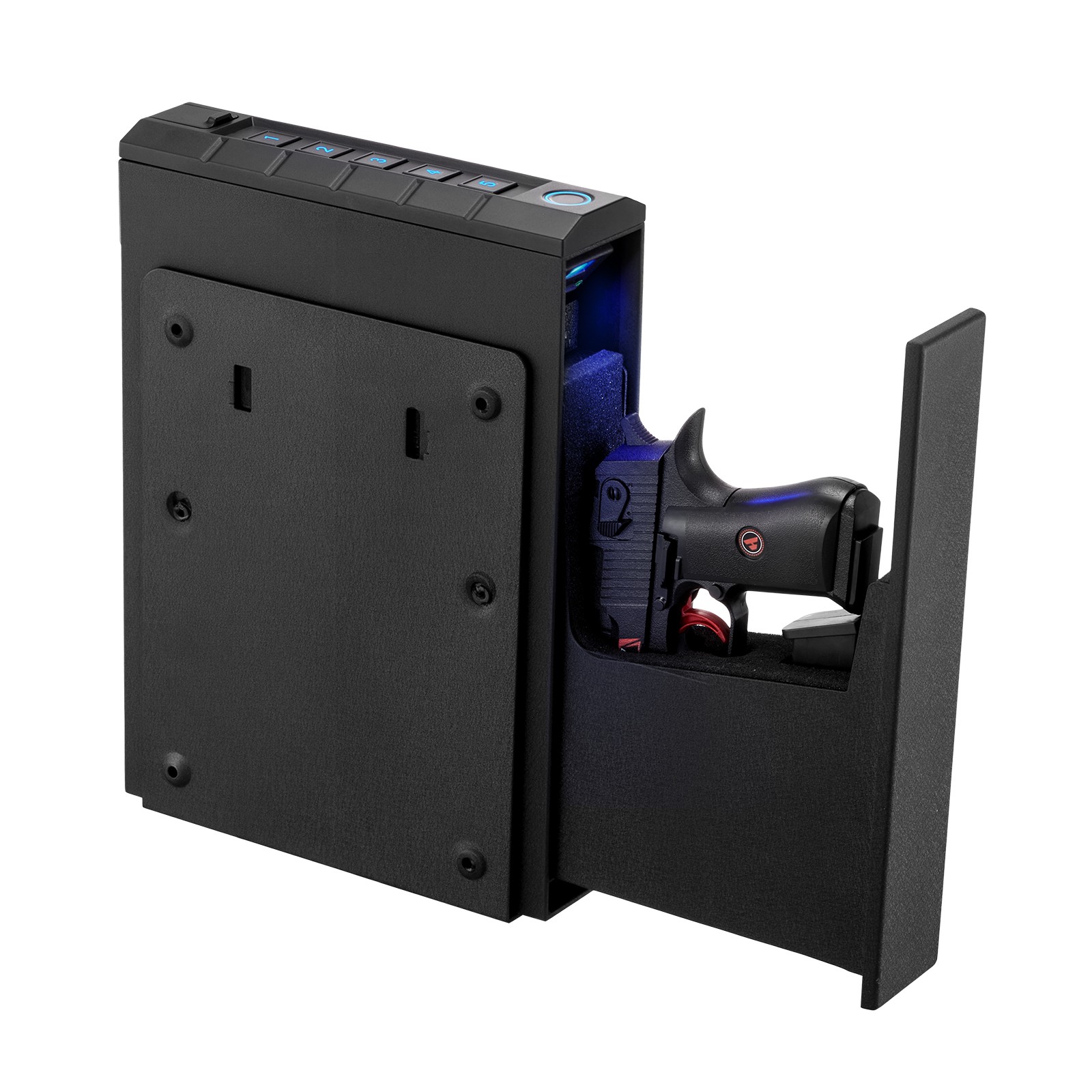 Uimoso Gun Safe Slider with Fingerprint, Code, and Key Access for Pistol Storage
