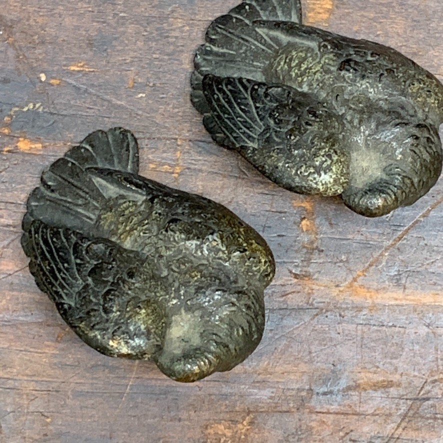 2 Lot Antique Vienna Austrian Cold Painted Bronze Pigeon Bird Figurine Preening