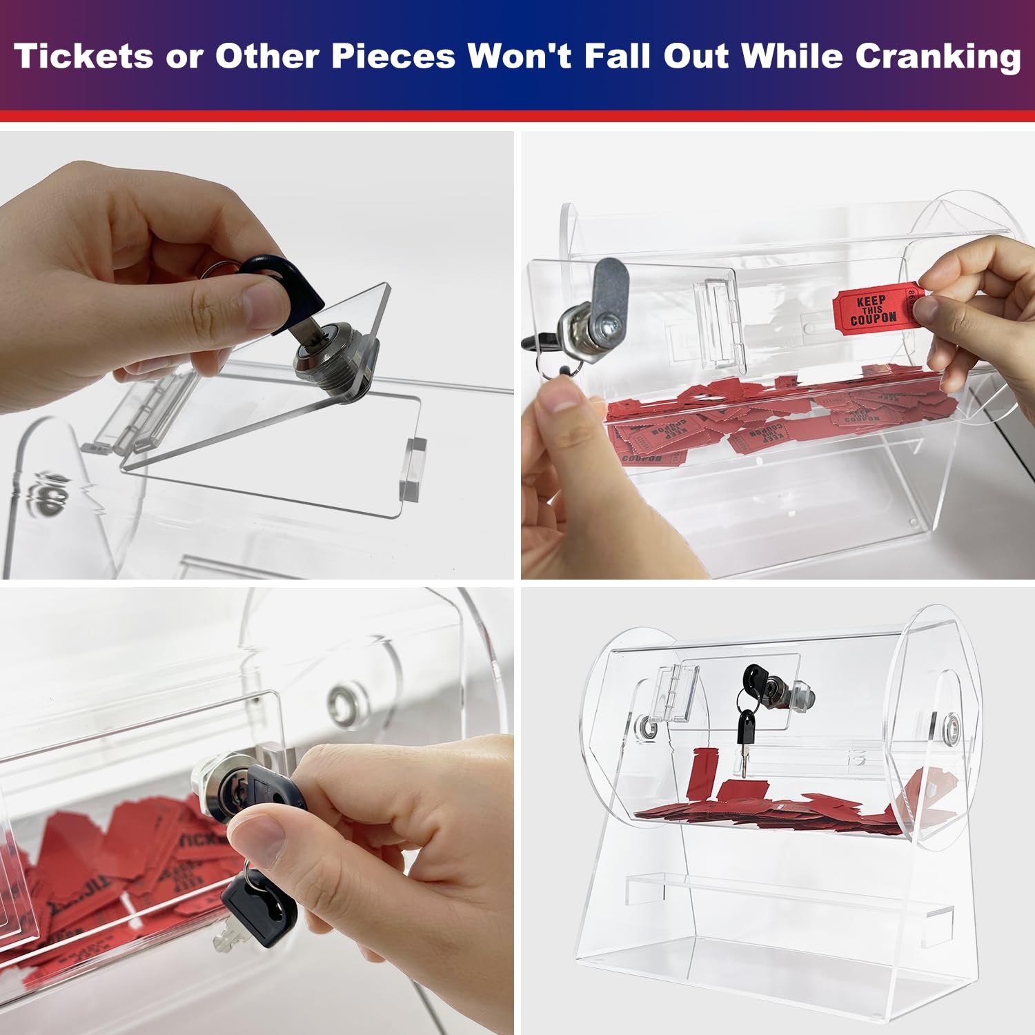 Acrylic Raffle Drum, Clear Raffle Ticket Drum Spinner Cage, Transparent Raffl...