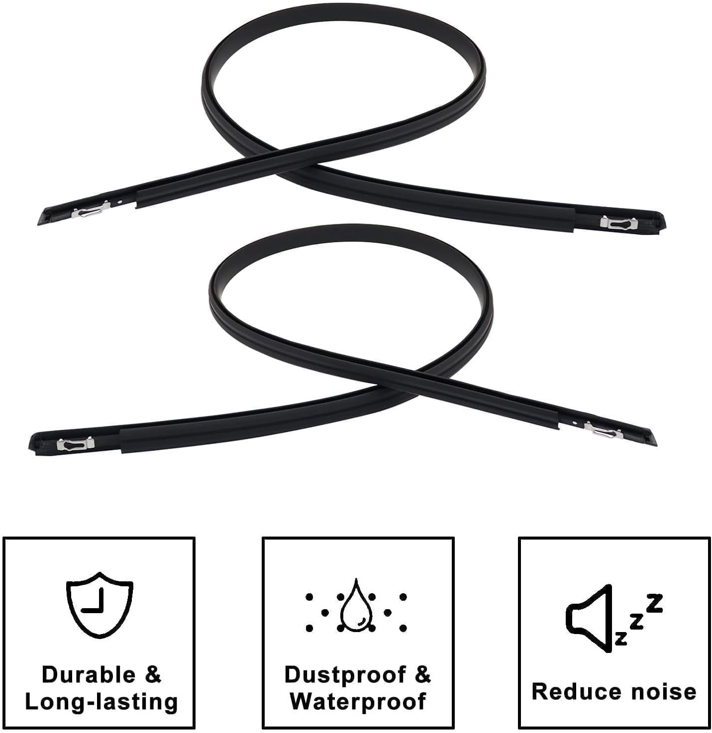 2X For Honda Civic 2012-2015 Black Roof Top Molding Trim Drip Sealing Strip Kit