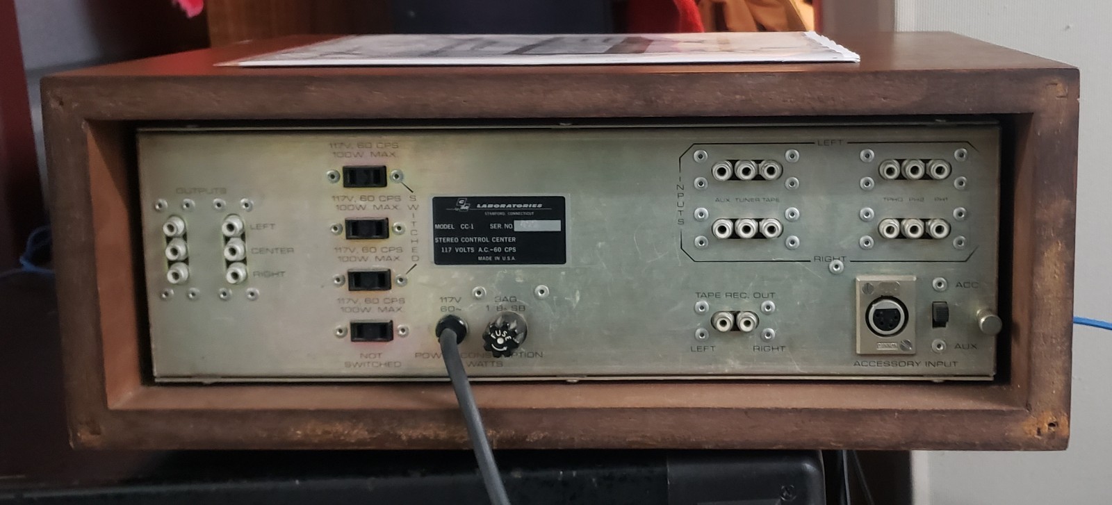 RARE CM Laboratories Labs CC-1 S.S. Preamplifier Control Amplifier w/Wood Case