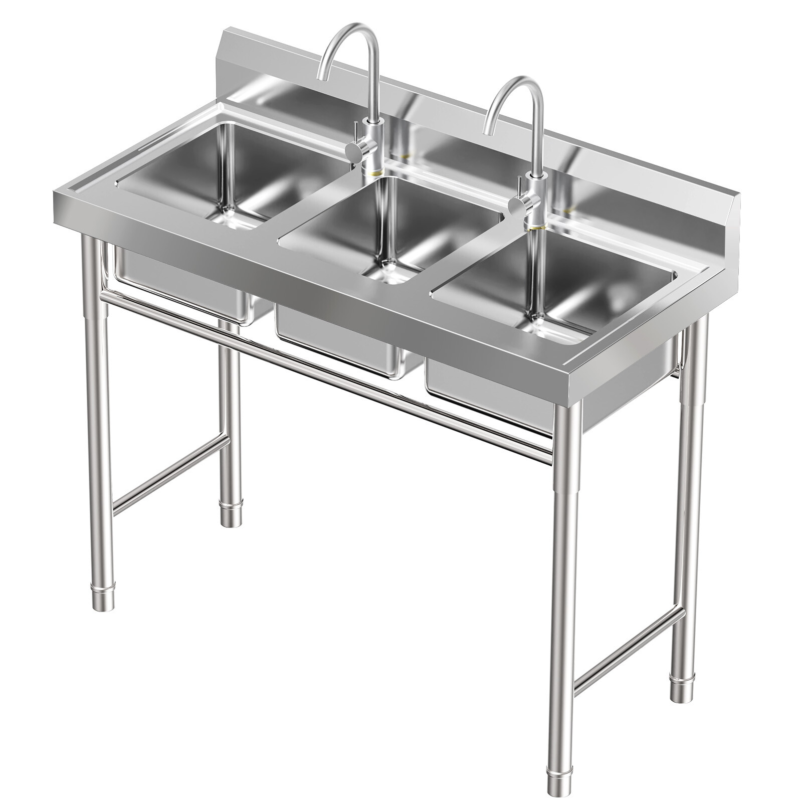 Commercial Stainless Steel 3-Compartment Sink for Kitchen & Catering Use