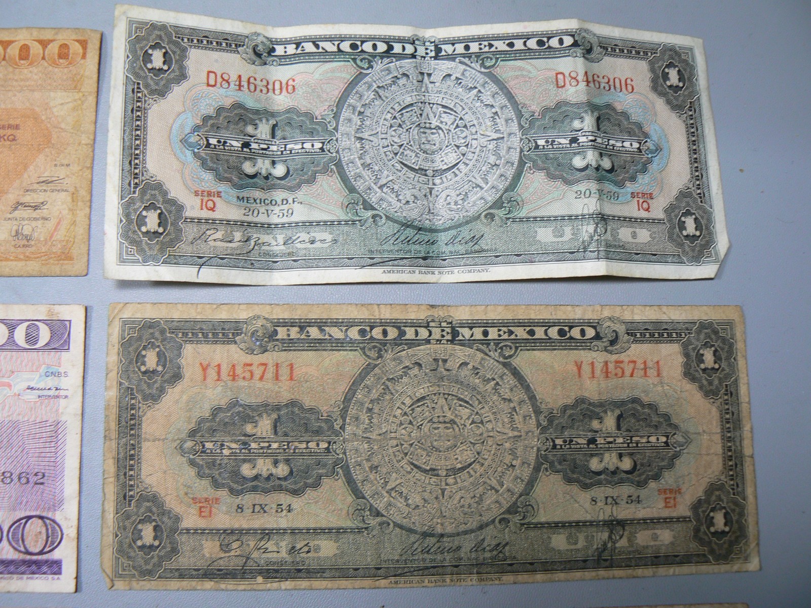 Lot of 10 Mexico Mexican Banknotes Pesos