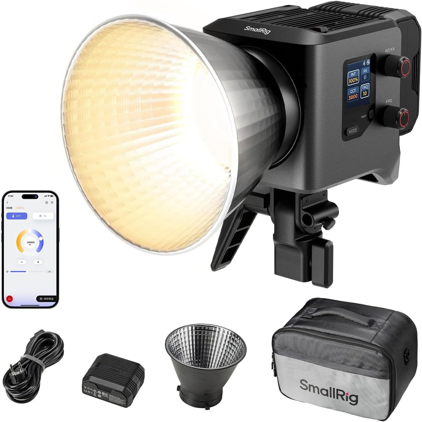 SmallRig RC 220B Pro 220W COB Video Light, Bi-Colour Video Light 2700K-6500K