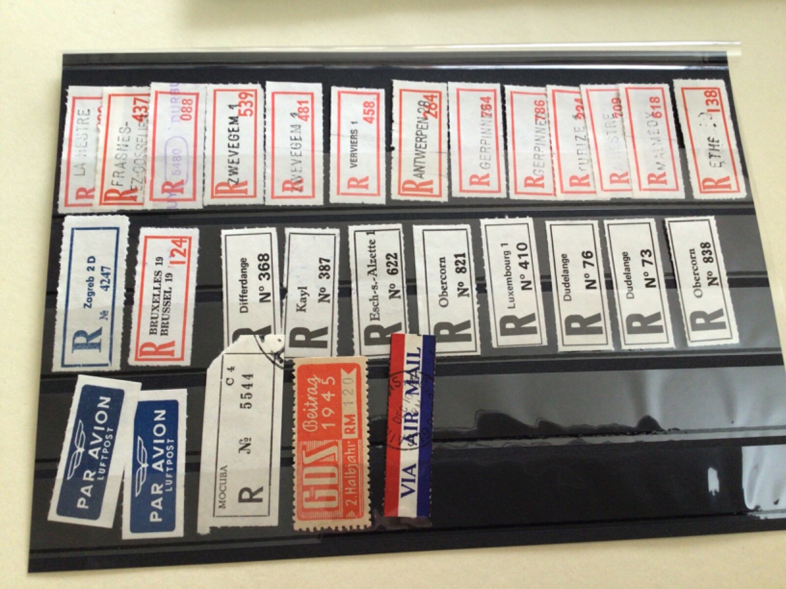 Registered Vintage postal labels collection stamps A13593