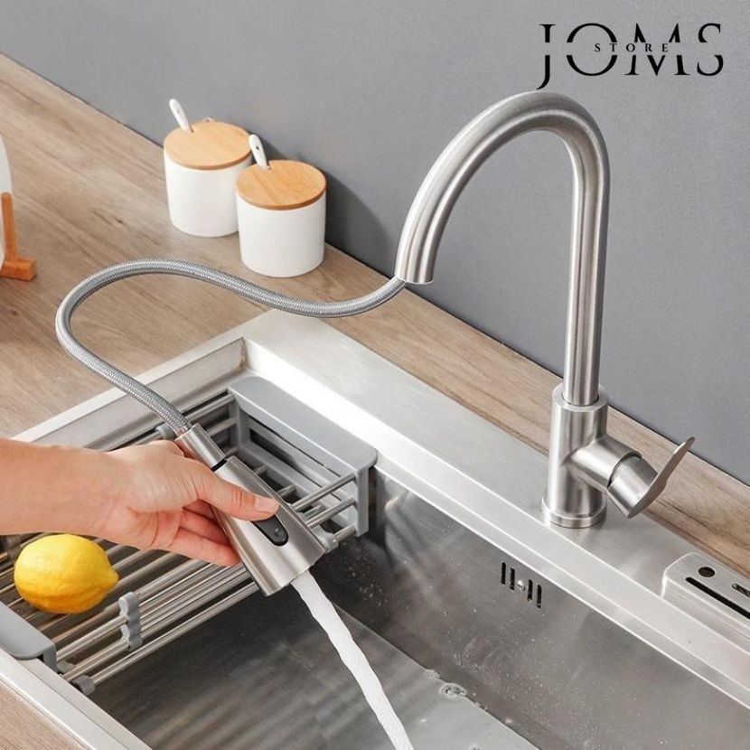 Llave De Agua Para Cocina Con Rociador Extraible Grifos Fregadero Lavamanos