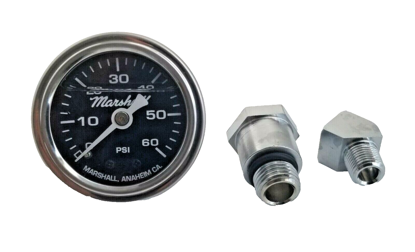 60 PSI Oil Pressure Gauge w/Adapter Fitting for Shovelhead & EVO Black face