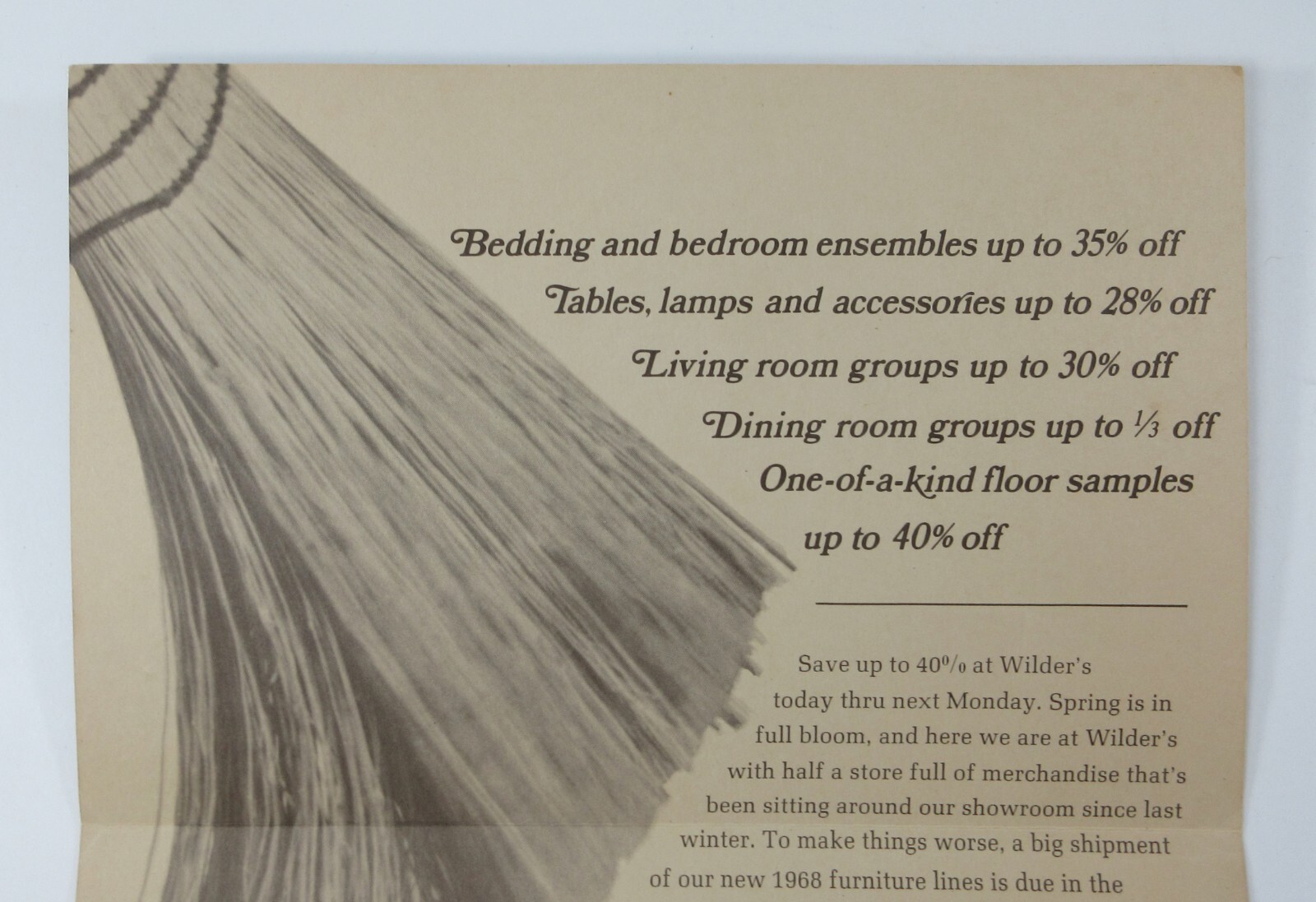 Wilder's Furniture Store Advertising Mailer Black Salesman Los Angeles CA 1968