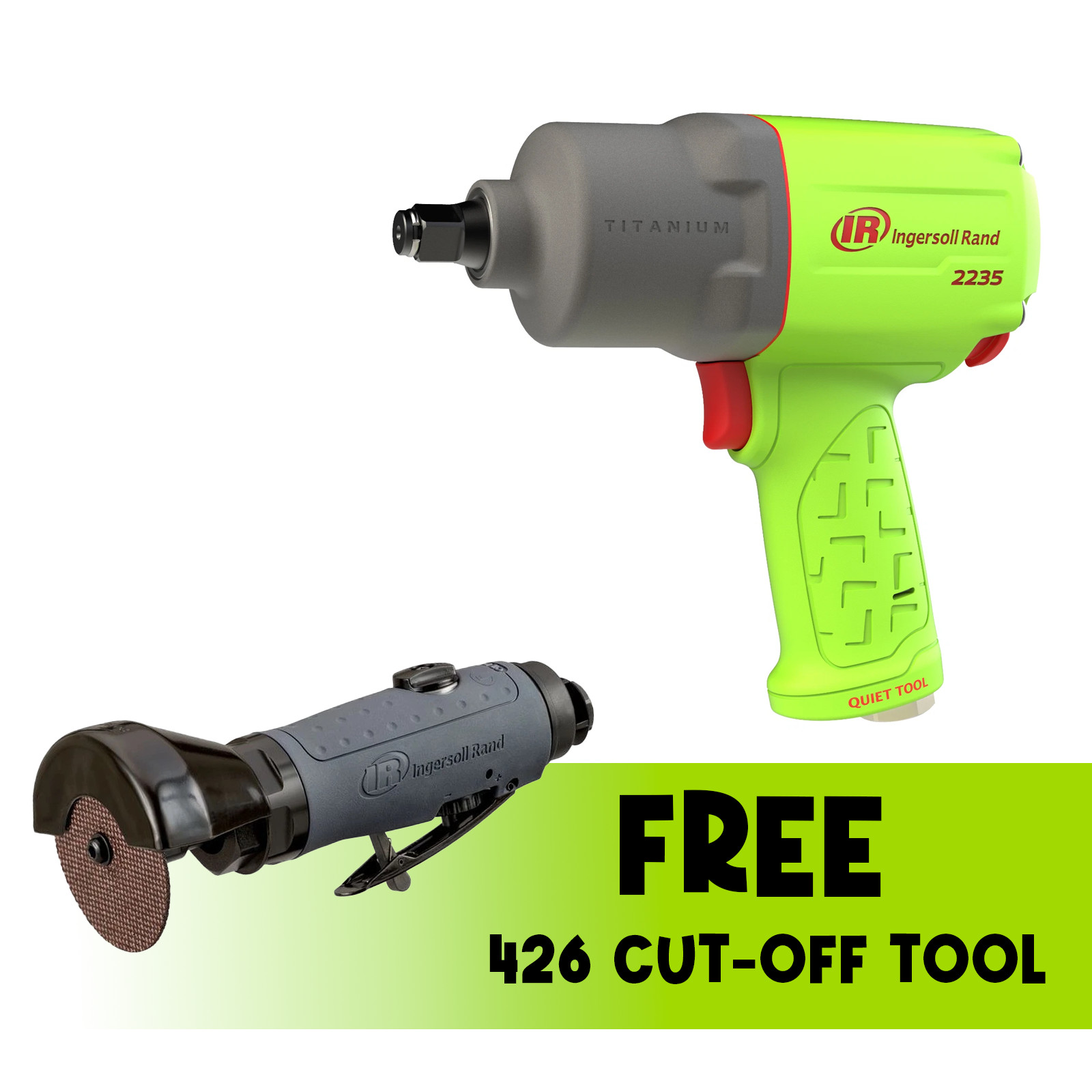 Ingersoll Rand 2235QTiMAX-G 1/2" Quiet Titanium Impact + 426 Cut-Off Tool