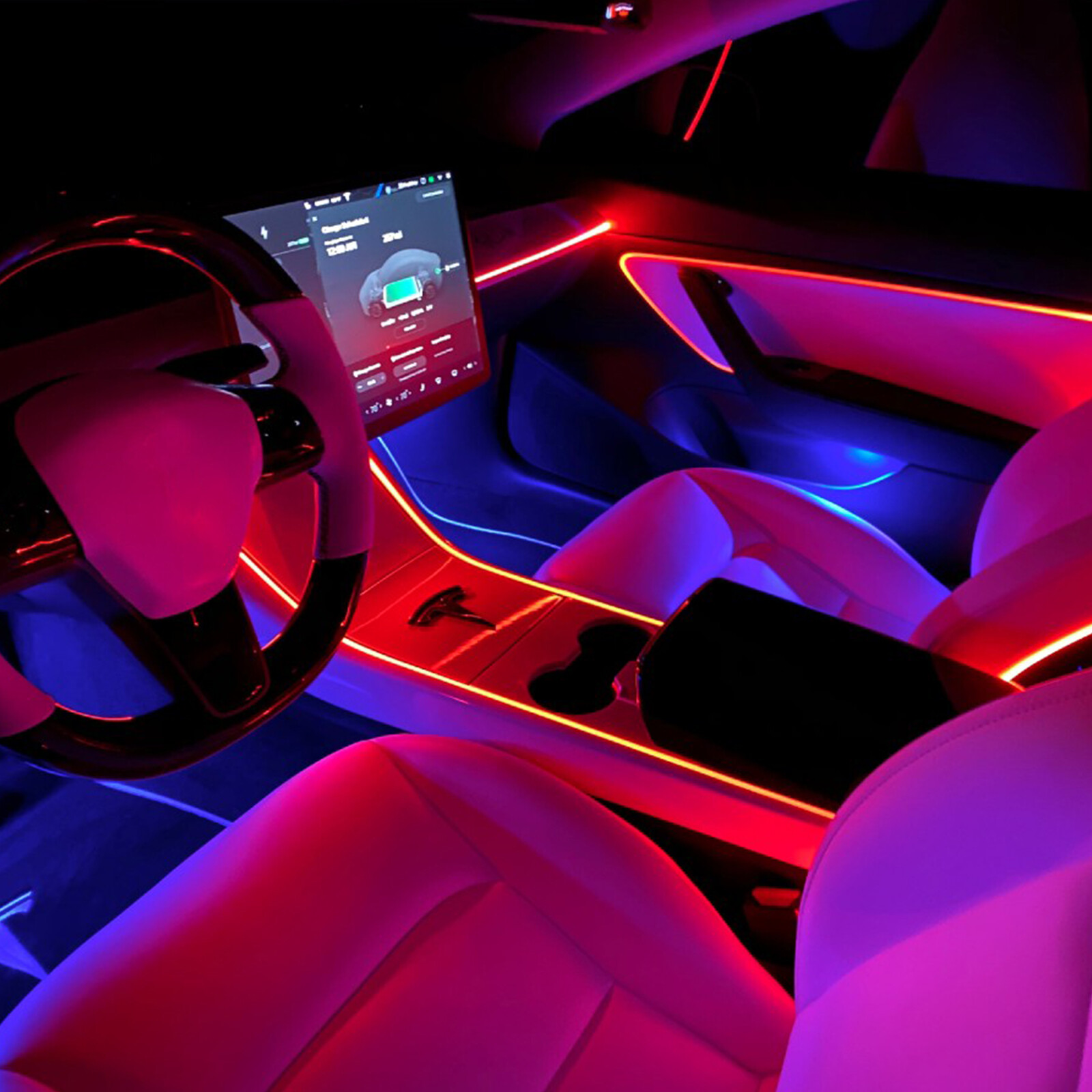 10m RGB 8 in 1 Interior Car LED Strip Lights Car Ambient Decor Neon Lights Kit