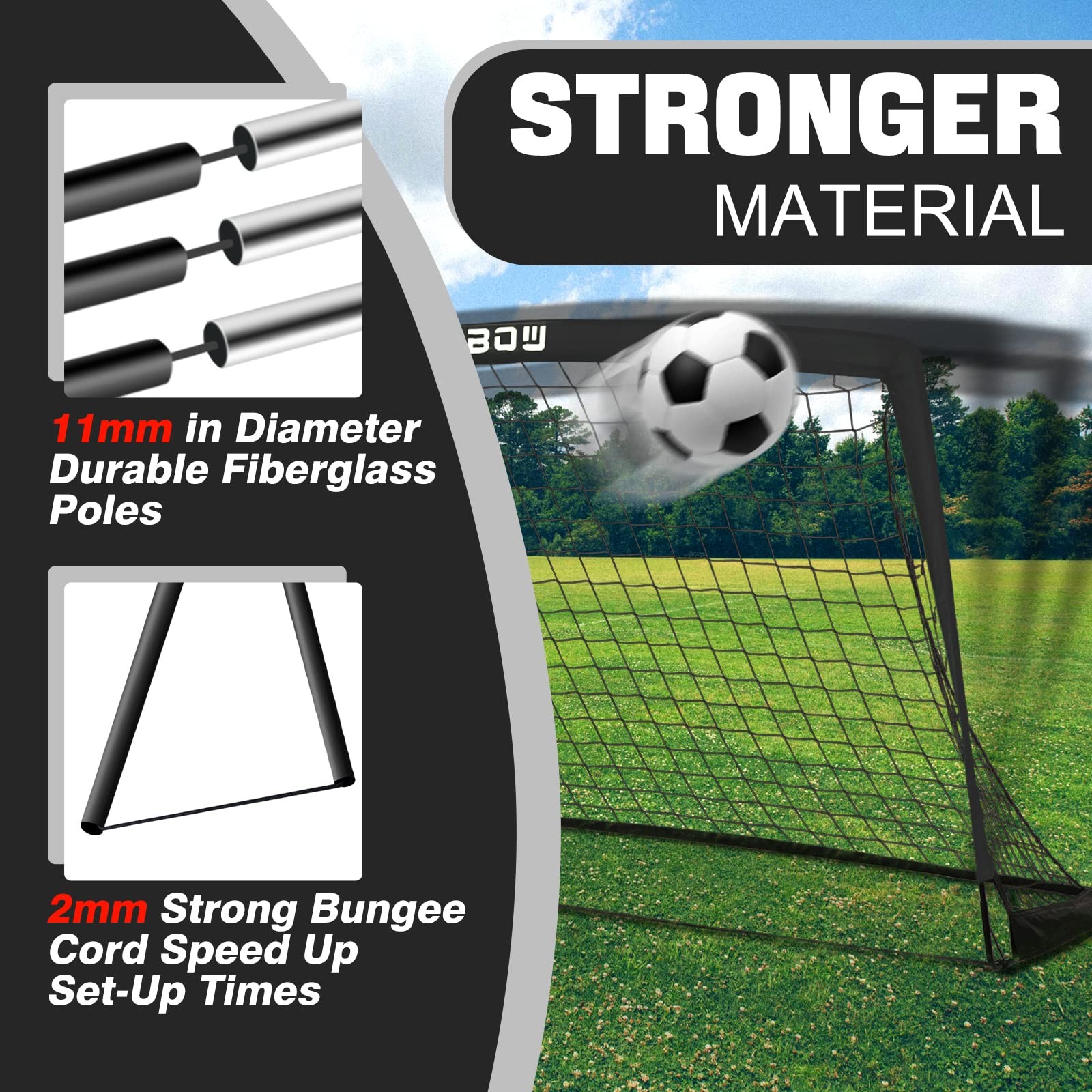 9x5 ft Portable Kids Soccer Goal for Backyard Adult Junior Large Practice Soc...