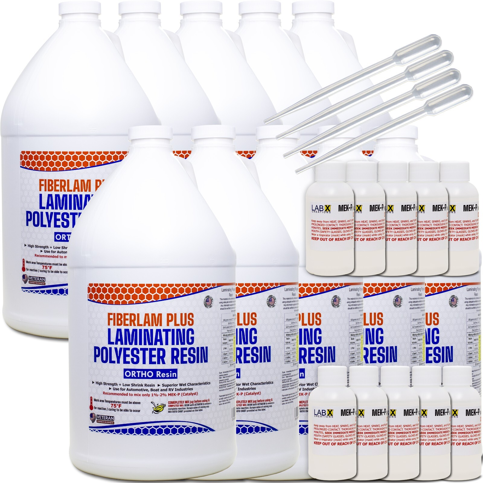 FIBERLAM PLUS 1 Gallon POLYESTER RESIN +MEKP (for laminating, cloth, mat,strand)