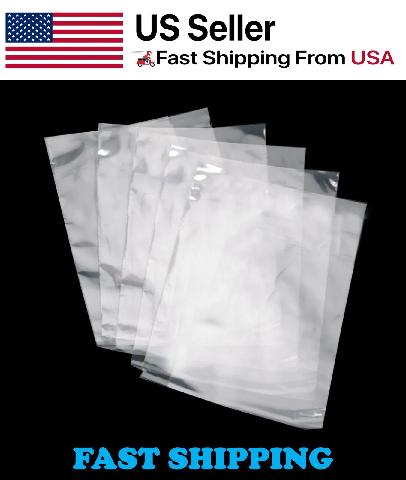 100 2MIL FLAT OPEN TOP CLEAR POLY BAGS FOOD PACKAGING PLASTIC ANY SIZE SHIPPING