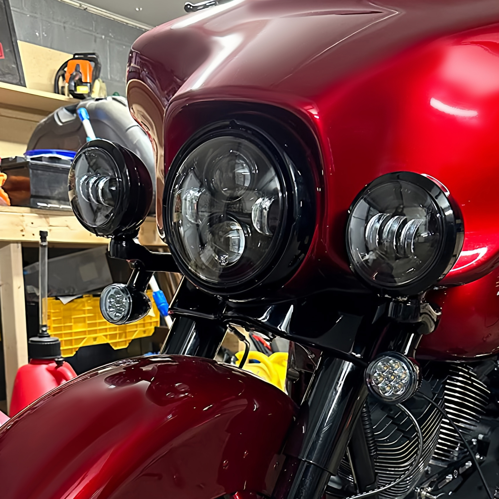 LED Spot Fog Passing Lights Lamp Turn Signals Bar Kit Fit for Harley Road King