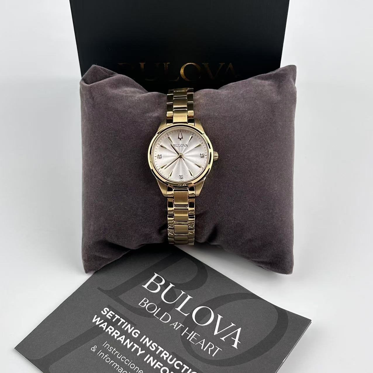 New Bulova Sutton 97P150 White Diamond Dial Stainless Steel Women's Quartz Watch