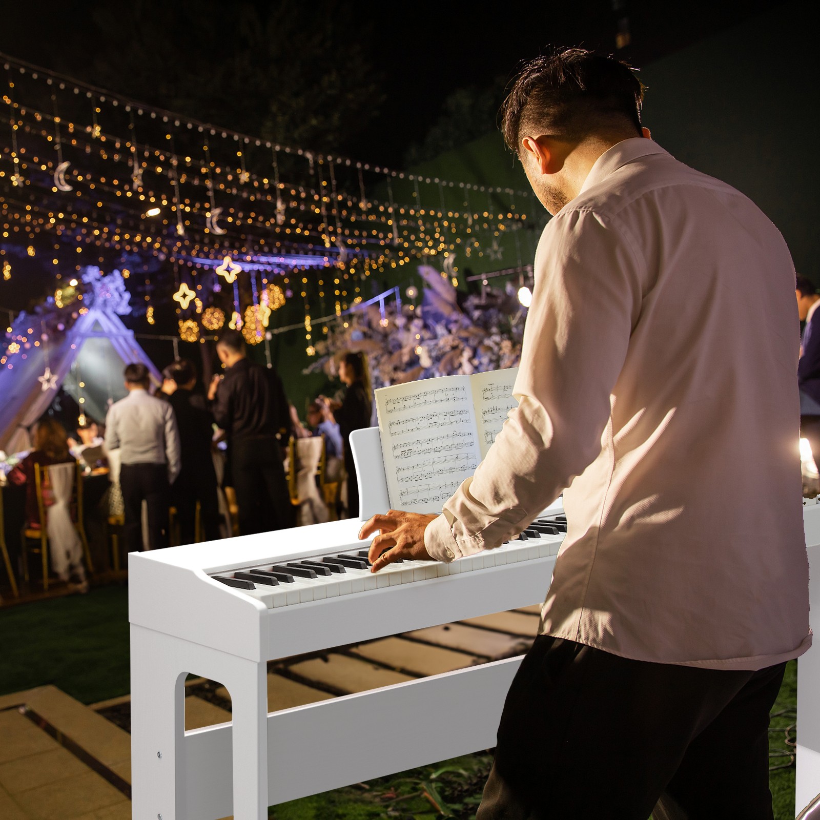 Glarry 88 Keys Full Weighted Hammer Keyboards Electric Piano White