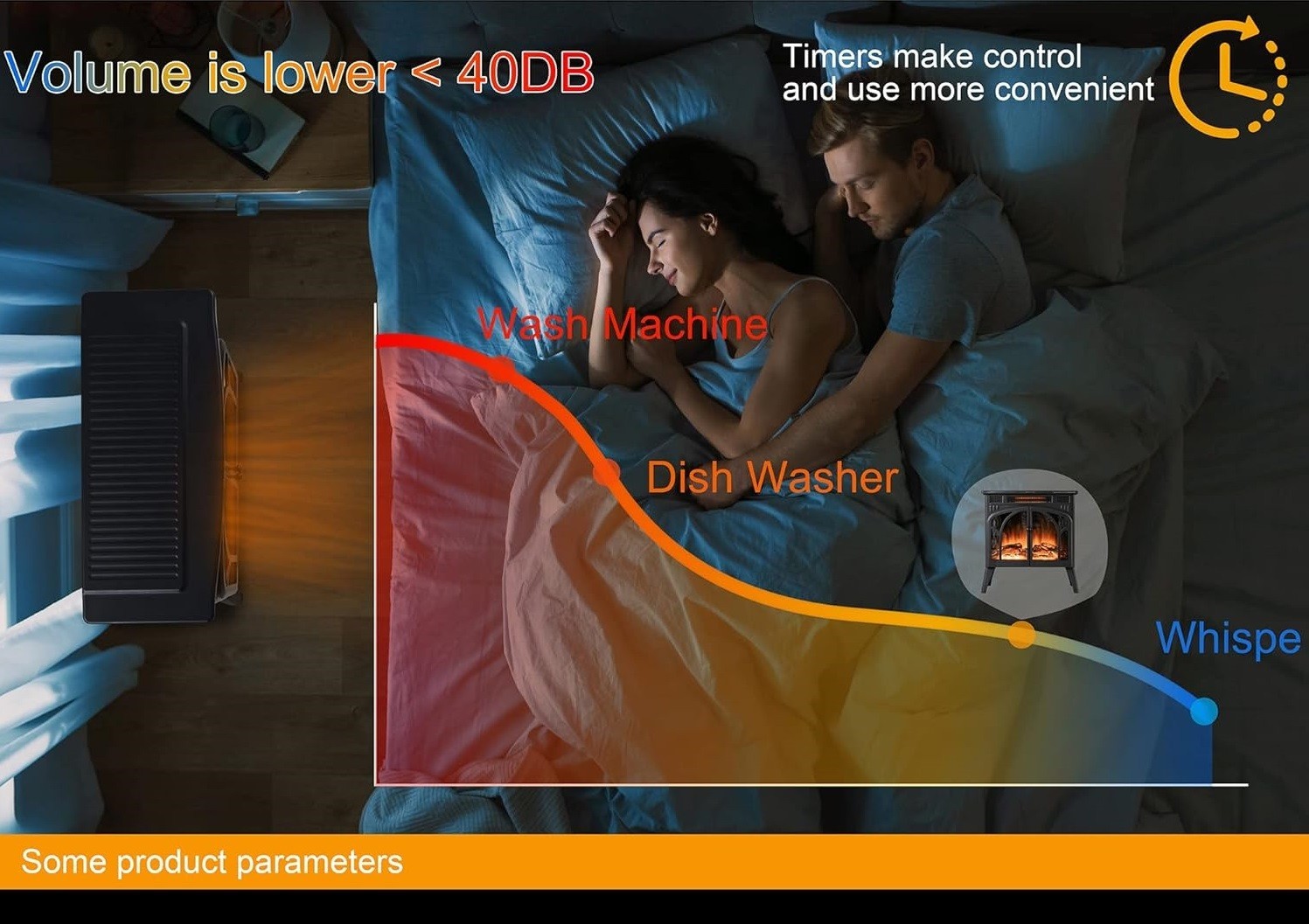 24Inch Electric Fireplace Stove, Free-Standing Infrared Fireplace Stove, Contro