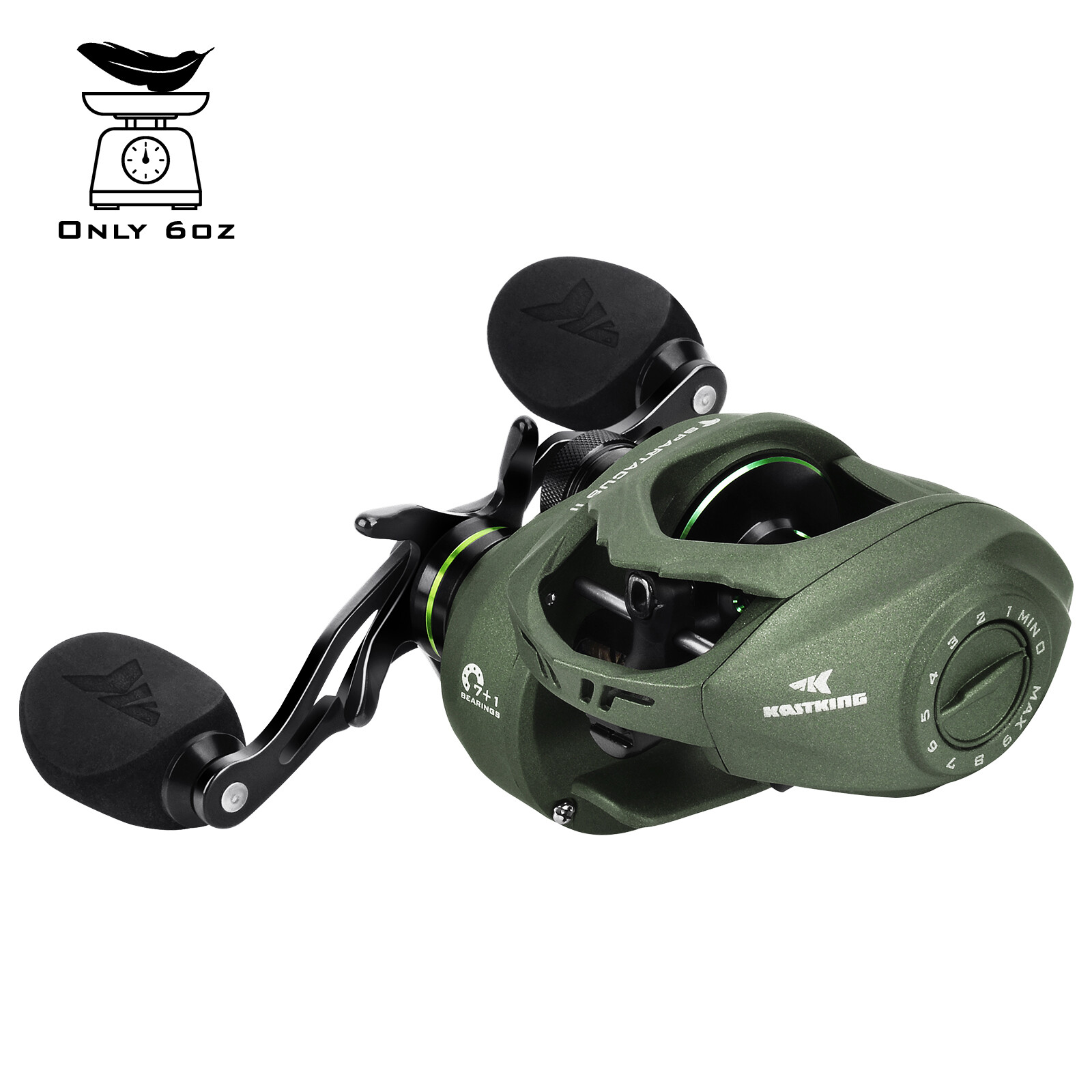 KastKing Spartacus II Baitcasting Reel Ultralight Stryker Green Baitcaster Reel