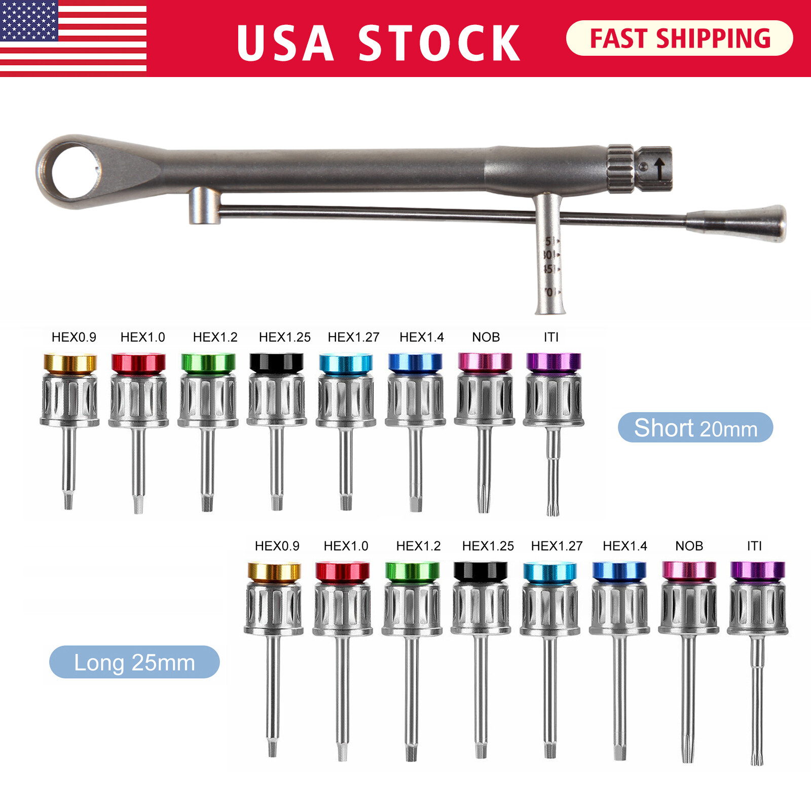 Dental Universal Implant Prosthetic Kit Torque Wrench Screw Drivers Remover st