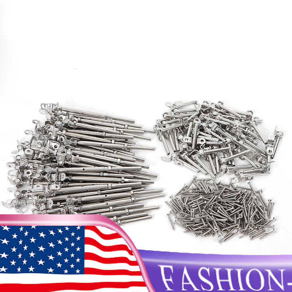50* 3/16" T316 Stainless Steel Cable Railing Hardware Turnbuckle Tensioner Set